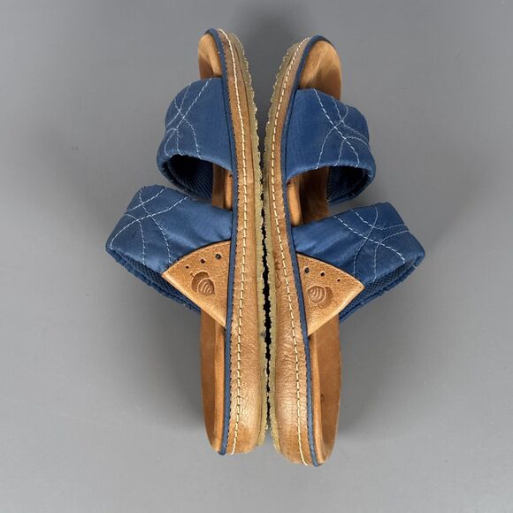 ACORN Comfort On Earth Soft Fabric‎ & Leather Double Strap Slide Sandals Size W6 - Picture 10 of 12